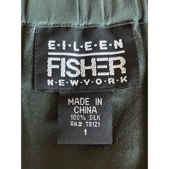 Eileen Fisher Vintage Skirt Size 1 Wrap Around Button Closure Loden Green Silk - Picture 8 of 9